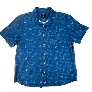 Jack Sage Desert Landscape Cactus Print Shirt XL Blue Short Sleeve EUC